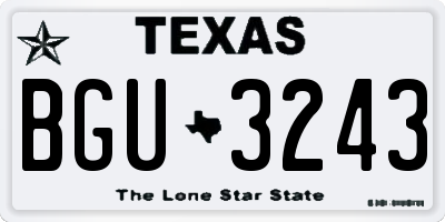 TX license plate BGU3243