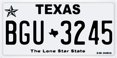 TX license plate BGU3245