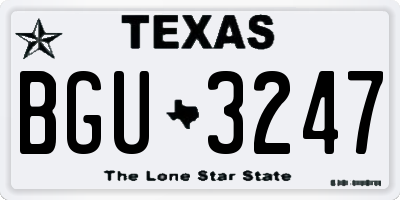 TX license plate BGU3247