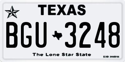 TX license plate BGU3248