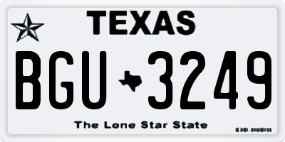 TX license plate BGU3249