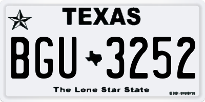 TX license plate BGU3252