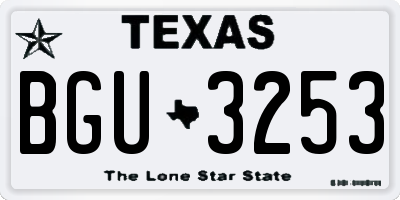 TX license plate BGU3253