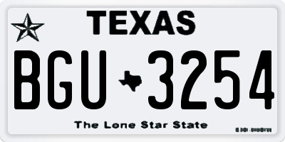 TX license plate BGU3254