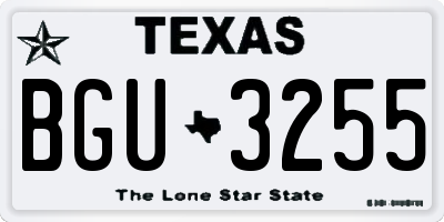 TX license plate BGU3255