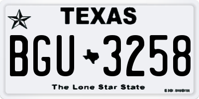 TX license plate BGU3258