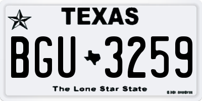 TX license plate BGU3259