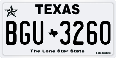 TX license plate BGU3260