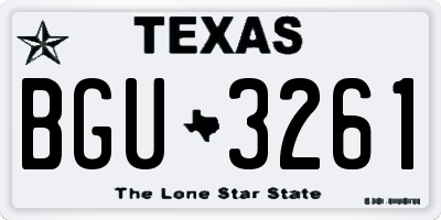 TX license plate BGU3261