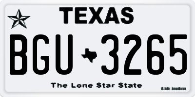 TX license plate BGU3265