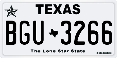 TX license plate BGU3266