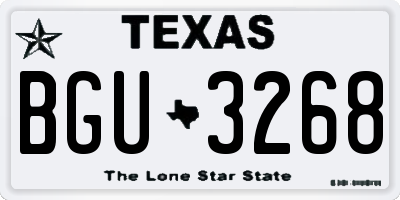 TX license plate BGU3268