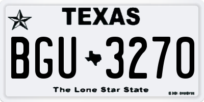 TX license plate BGU3270