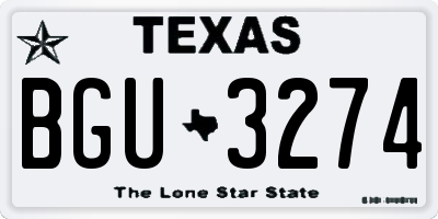 TX license plate BGU3274
