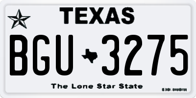 TX license plate BGU3275