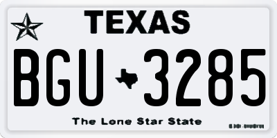 TX license plate BGU3285
