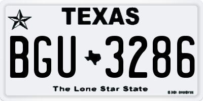 TX license plate BGU3286