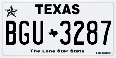 TX license plate BGU3287