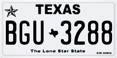 TX license plate BGU3288