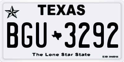 TX license plate BGU3292