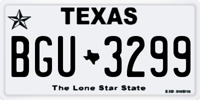 TX license plate BGU3299