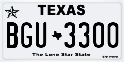 TX license plate BGU3300