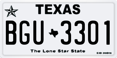 TX license plate BGU3301