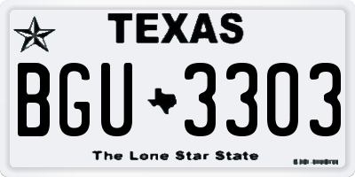 TX license plate BGU3303