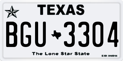 TX license plate BGU3304