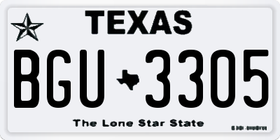 TX license plate BGU3305