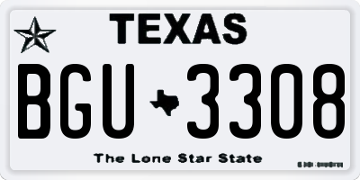 TX license plate BGU3308