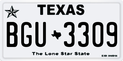 TX license plate BGU3309