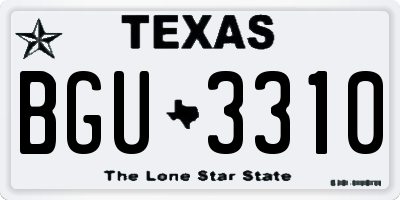 TX license plate BGU3310