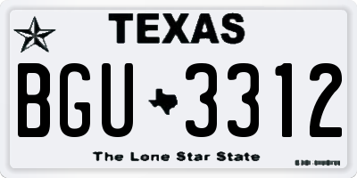 TX license plate BGU3312