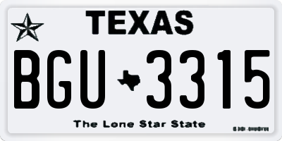 TX license plate BGU3315