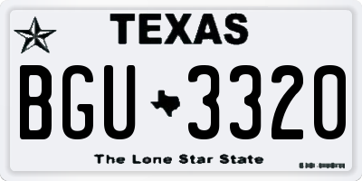 TX license plate BGU3320