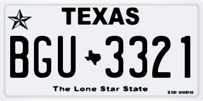 TX license plate BGU3321