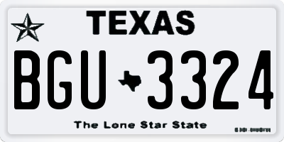 TX license plate BGU3324