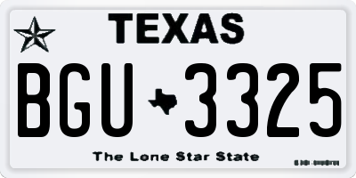 TX license plate BGU3325