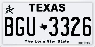 TX license plate BGU3326