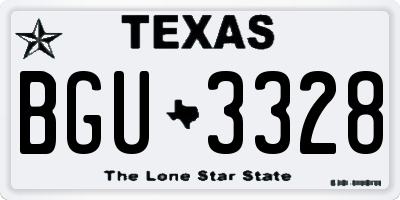 TX license plate BGU3328