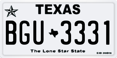TX license plate BGU3331