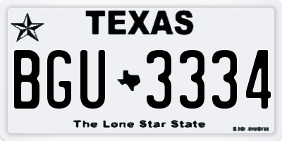TX license plate BGU3334