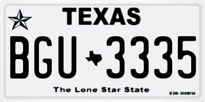 TX license plate BGU3335