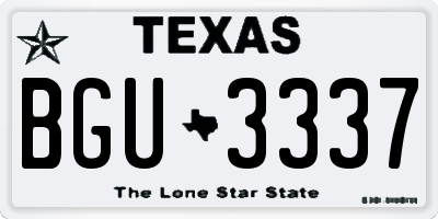 TX license plate BGU3337