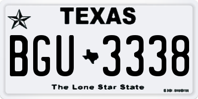 TX license plate BGU3338