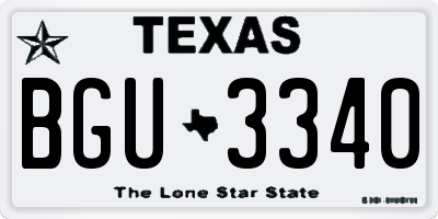 TX license plate BGU3340