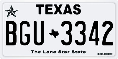 TX license plate BGU3342