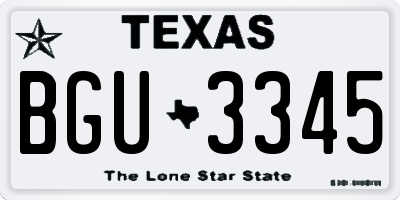 TX license plate BGU3345