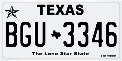 TX license plate BGU3346